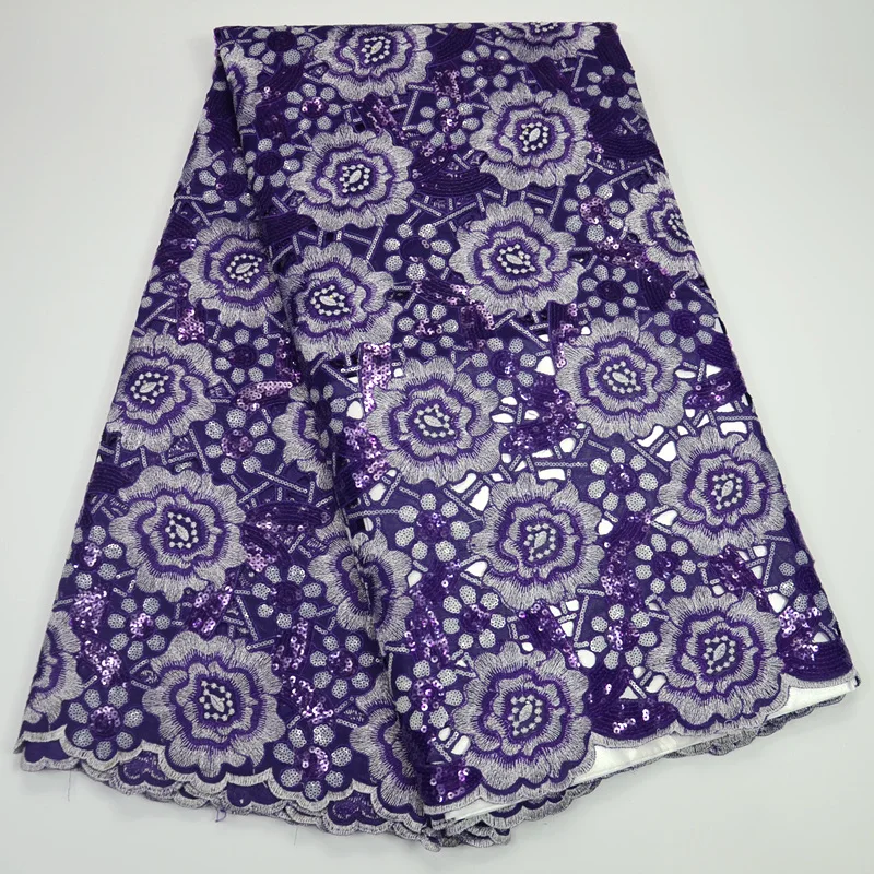 

Organza Lace Fabric 2019 Purple African Double Organza Lace Fabric High Quality Sequined Handcut Organza Lace Fabric ST528