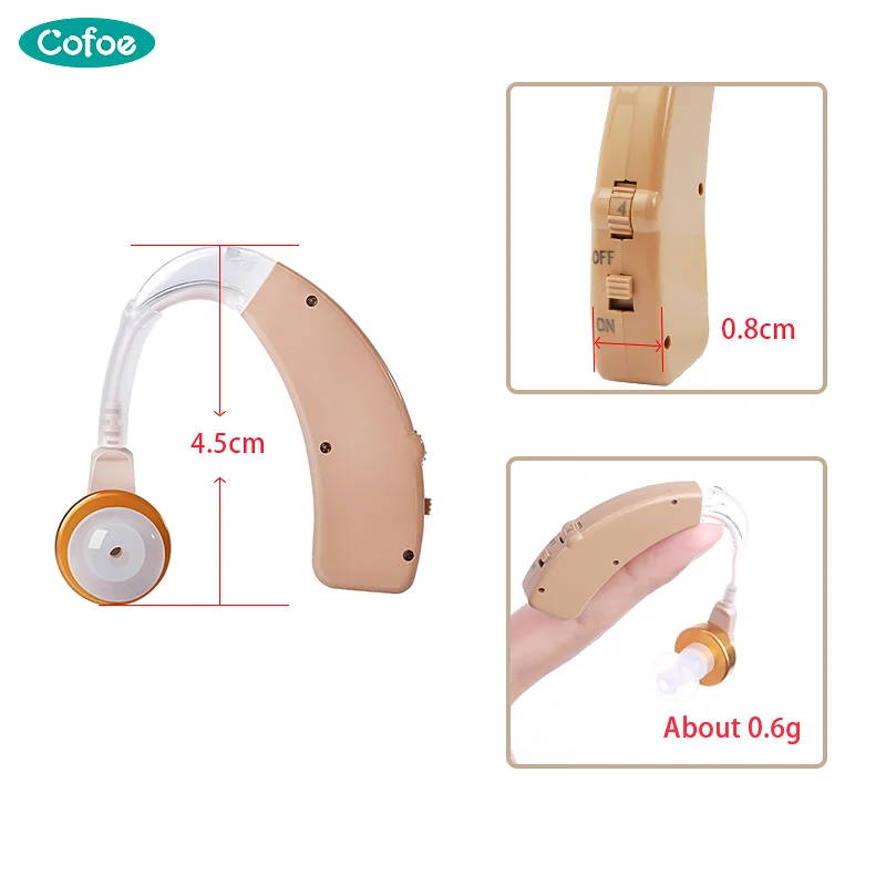 Cofoe BTE Hearing Aids USB Charging Hearing Aid Rechargeable Wireless Sound Amplifier for the Hearing loss Middle-aged