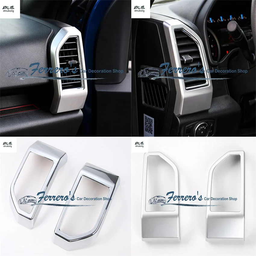 

Free shipping 2pcs/lot ABS Chrome front both side car air conditioner outlet decoration coverfor 2015 2016 2017 Ford F150