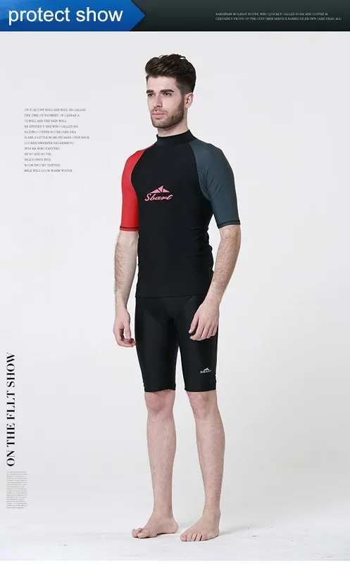 Для мужчин Спорт короткий рукав Защита от ультрафиолетовых лучей UPF50 Виндсерфинг Серфинг костюмы для плавания мужские рубашки подводное плавание купальный clothingtop