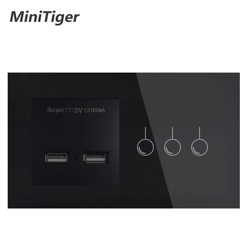 Minitiger EU стандартный 1 Gang Way сенсорный выключатель и розетка питания с двойным USB