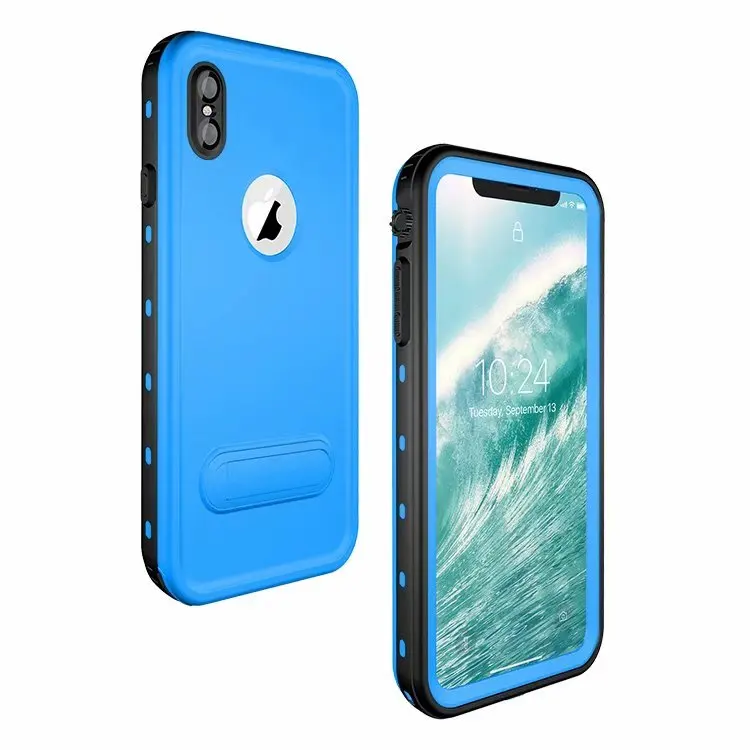 Для IPhone XS Max/для iPhone XS/XR IP68 RedPepper водонепроницаемый чехол для дайвинга подводный ПК+ ТПУ Броня чехол с подставкой для телефона - Цвет: Navy Blue