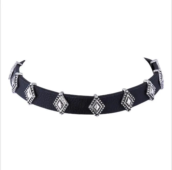New Punk PU Leather Alloy Statement Choker Neckalce Women Gift Vintage Black Metals Collar Colliers Bijous Femme | Украшения и