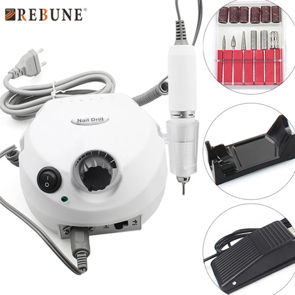 

Russia Stock REBUNE 35000RPM Electric Nail Drill Manicure 220V Nail File Bit Machine Manicure Kit