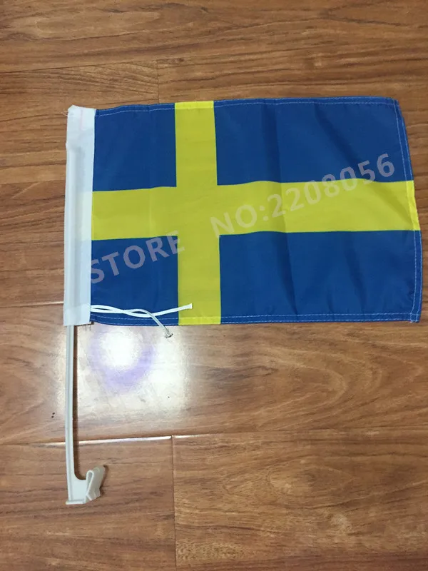 30X45C Swedish flag car window pole decoration Free Shipping | Дом и сад