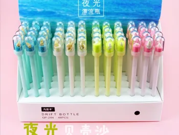 

night light drift bottle gel pen cartoon stationery prize gift kawaii office writing student pen black ink pen 0.5mm 48pc/lot