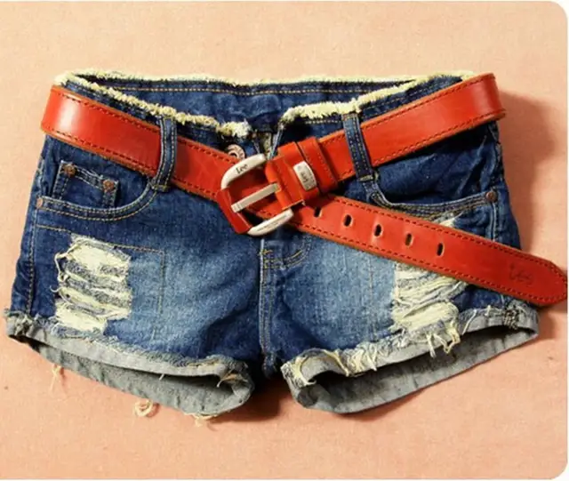 red jean shorts womens