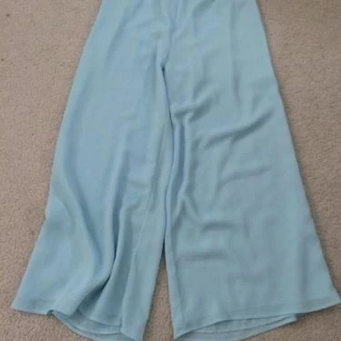 Drapers & Damons flowy pants womens size PM petite medium aqua blue polyester (2)