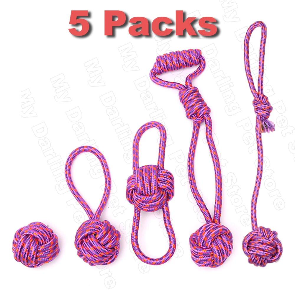 

5 Packs Dogs Chew Cotton Toy Ball Shape Rope Toys for Large Small Dogs Teeth Clean Interactive Toys for Fun Dogs Pet TY0104