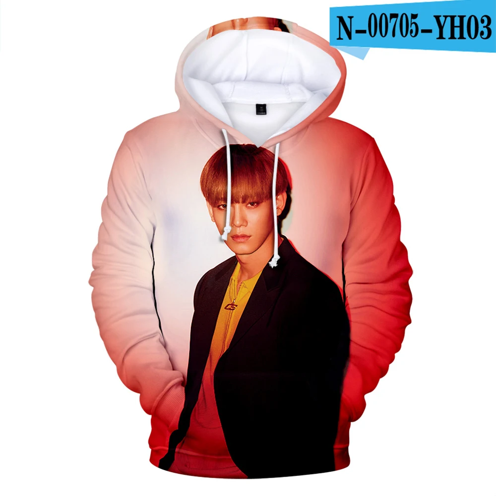 Kpop Bang Store EXO Love Shot толстовки с 3D принтом для женщин/мужчин модные толстовки с капюшоном и длинным рукавом Лидер продаж повседневные толстовки - Цвет: Оранжевый