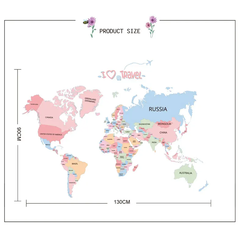 Креативная цветная английская карта мира, наклейка с буквами, сделай сам, Виниловая наклейка на стену s, детская комната, домашний декор, художественные наклейки, 3D обои