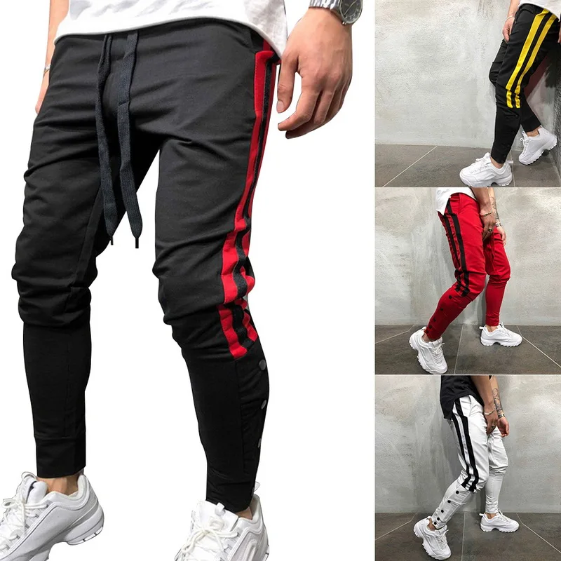 Мужские штаны для бега с боковой полосой, футбольные штаны для тренировок, спортивные штаны, обтягивающие спортивные штаны с эластичной резинкой на талии, мужские брюки 3XL