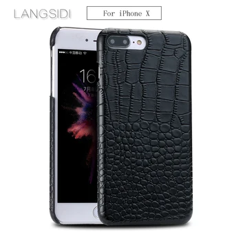 

wangcangli For iPhone X 10 case handmade Luxury genuine crocodile leather case back cover Genuine Leather phone case
