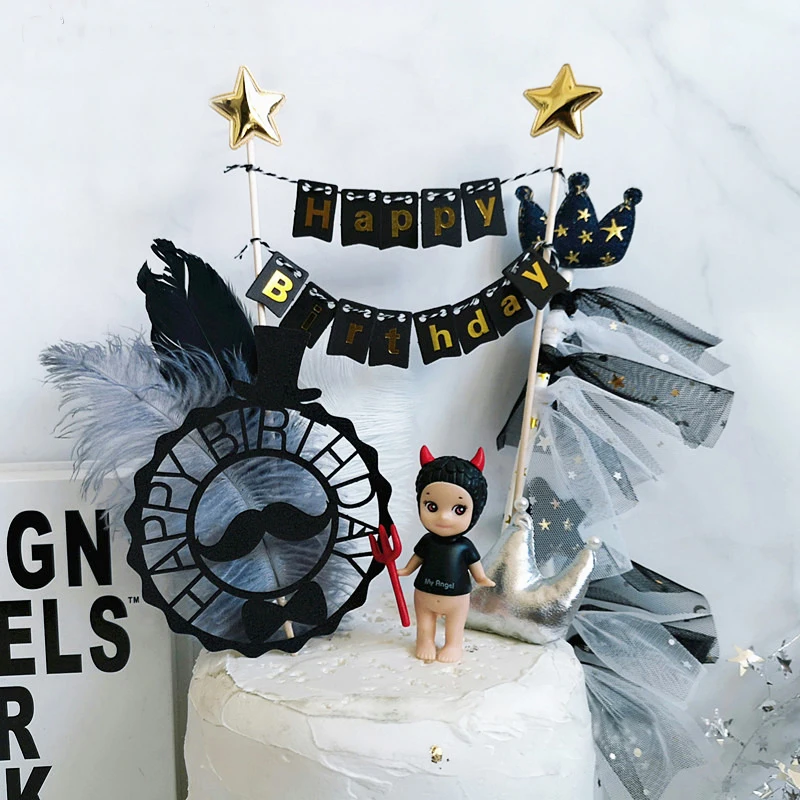 Christmas-Happy-Birthday-Cake-Topper-Xmas-Navidad-New-Year-Black-Gold-Cake-Top-Decor-for-Home (2)