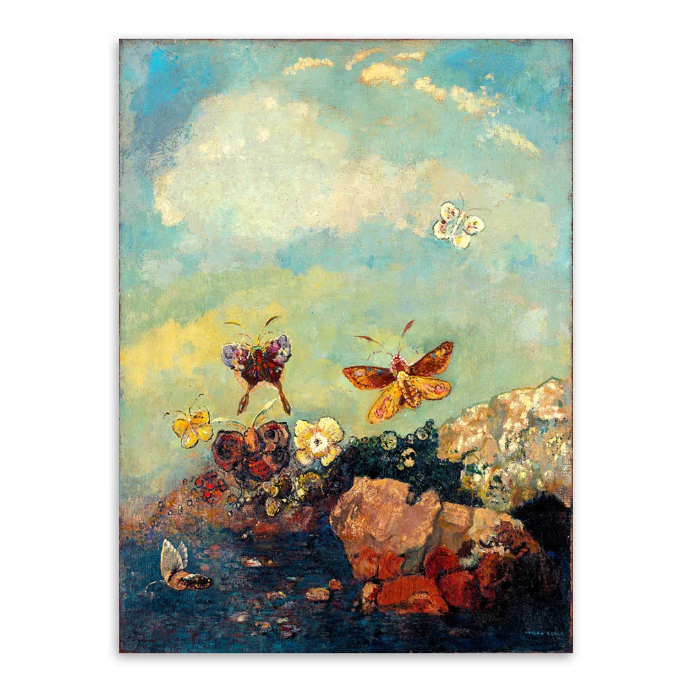 

Christmas Gift Impressionist Animal Oil Painting Yellow Butterfly by Odilon Redon Home Decor Art Painting on Canvas Handpainted