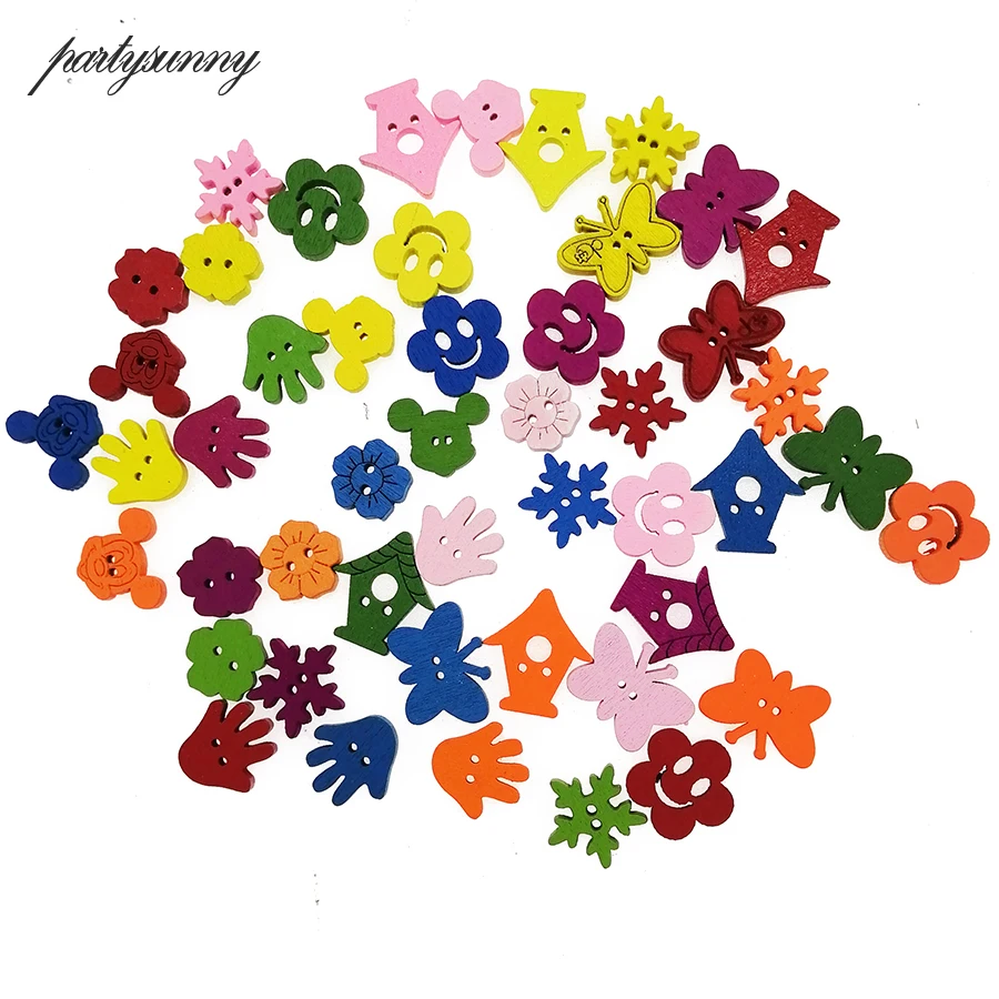 

20pcs Wooden Buttons for Crafts Scrapbooking Accessories Decorativos Botones de Madera para Manualidades DIY Baby Apparel Mixed