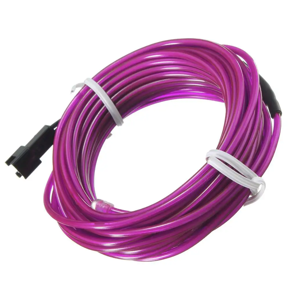 QCDIN 5 м 10 цветов интерьерный автомобильный светильник ing EL светодиодный провод 12 в автомобильный Стайлинг гибкий неоновый светильник украшение автомобиля полосы EL светильник - Испускаемый цвет: Purple
