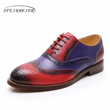 Yinzo Women Genuine Leather Flats Oxford Shoes Woman Sneakers Lady Brogues Vintage Casual Shoes Shoes For Women 2019 red brown Yinzo Women Genuine Leather Flats Oxford Shoes Woman Sneakers Lady Brogues Vintage Casual Shoes Shoes For Women 2019 red brown