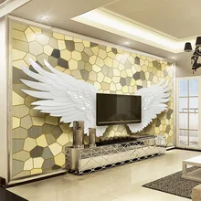 Пользовательские фото обои 3D стерео рельефный ангел крыло мозаичный камень фрески Гостиная ТВ диван фон настенная Ткань Домашний Декор 3D