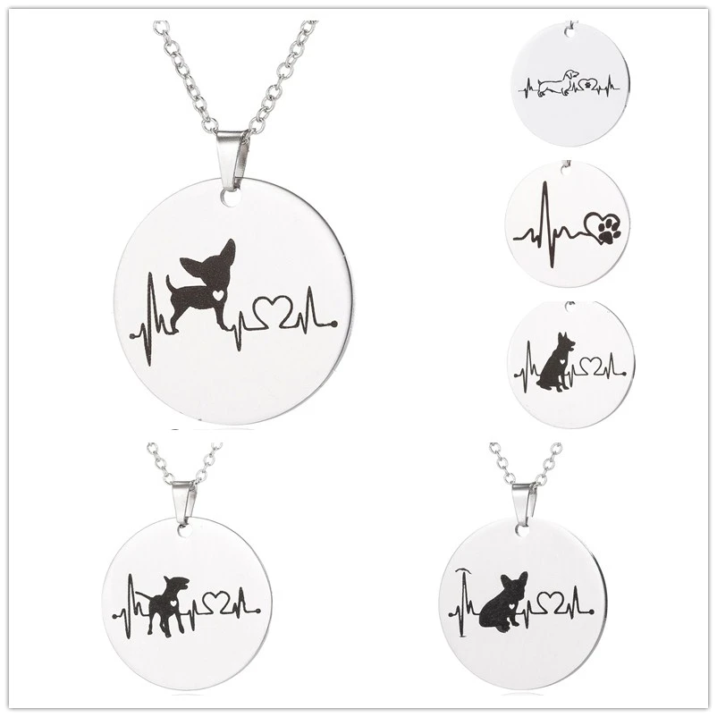 

Heart Bulldog Dachshund Bull Terrier Necklace for Women Jewelry Cute Puppy Dog Pendant Necklace Charm Heartbeat Collares