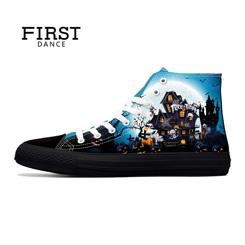 FIRST DANCE Dropshipping Serial Nice High Canvas Shoes Men Top Classic Fashion Printed Black Casual Sneakers |
