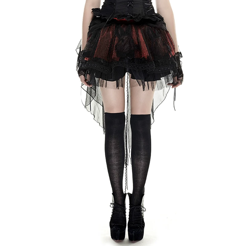 

2018 Lolita Bunny Mesh Two-Wear Short Skirt Women's Skirt Mesh Splicing Black Red Skirt Punk Elastic Band Party Student Skirt