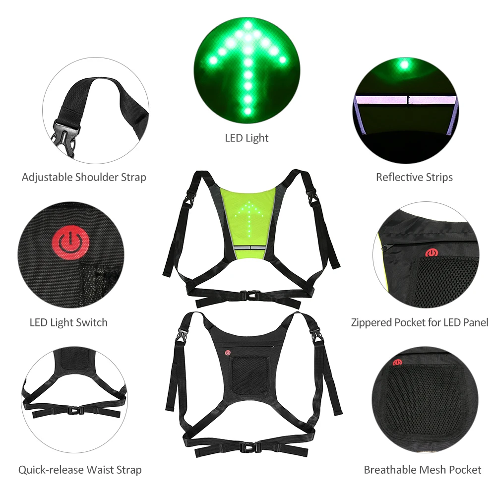 Clearance Lixada Outdoor Sport Cycling Bag Gear for Cycling USB Reflective Vest Backpack with LED Turn Signal Light Remote Control 17