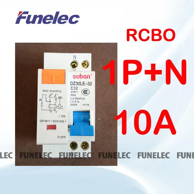 

DPNL 10A 230V~1P+N Residual current Circuit breaker with over current and Leakage protection RCBO