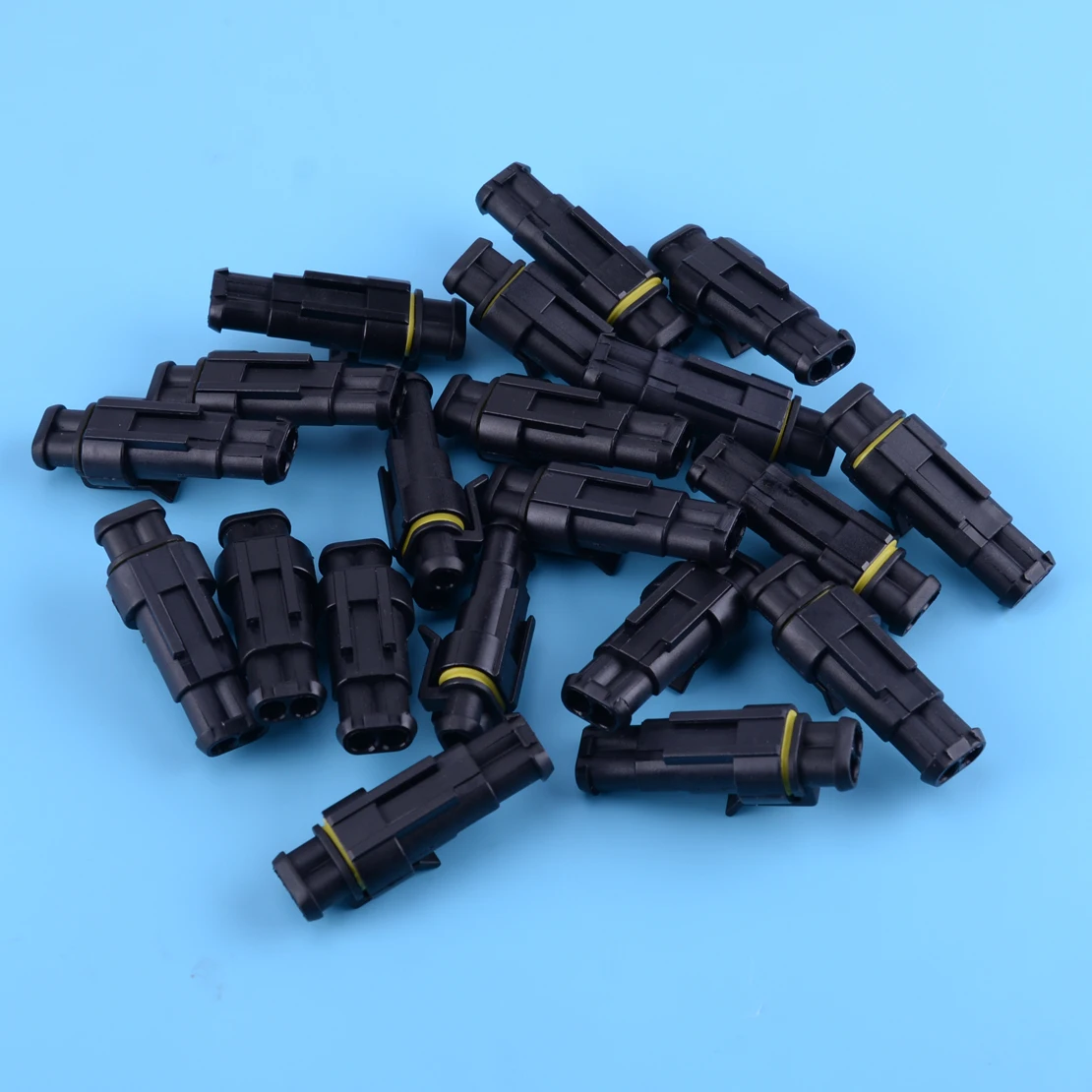 

20 Sets Black Plastic Way Auto Waterproof Sealed Electrical Wire Connector Plug Kit 2pin