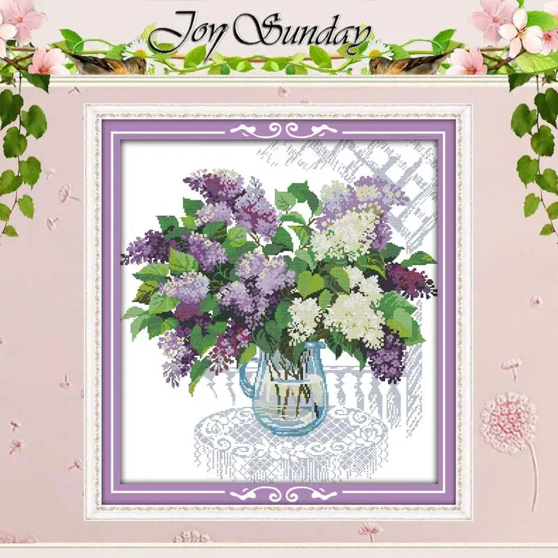 

Lilac(2) Patterns Counted Cross Stitch 11CT 14CT Cross Stitch Set Wholesale Flower Cross-stitch Kit Embroidery Needlework