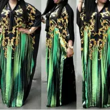 Модные Винтажные африканские платья для женщин с вышивкой в африканском стиле с цветочным принтом летучая мышь Dleeve Макси летнее длинное шифоновое платье халат Африка