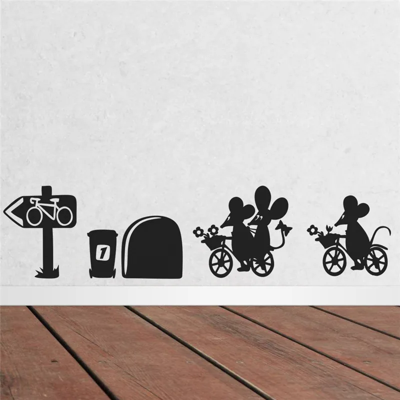Funny 3d Mouse Hole Wall Stickers For Kitchen Bedroom Baseboard Decoration Home Decals Cartoon Rat Animals Wall Vinyl Mural Art