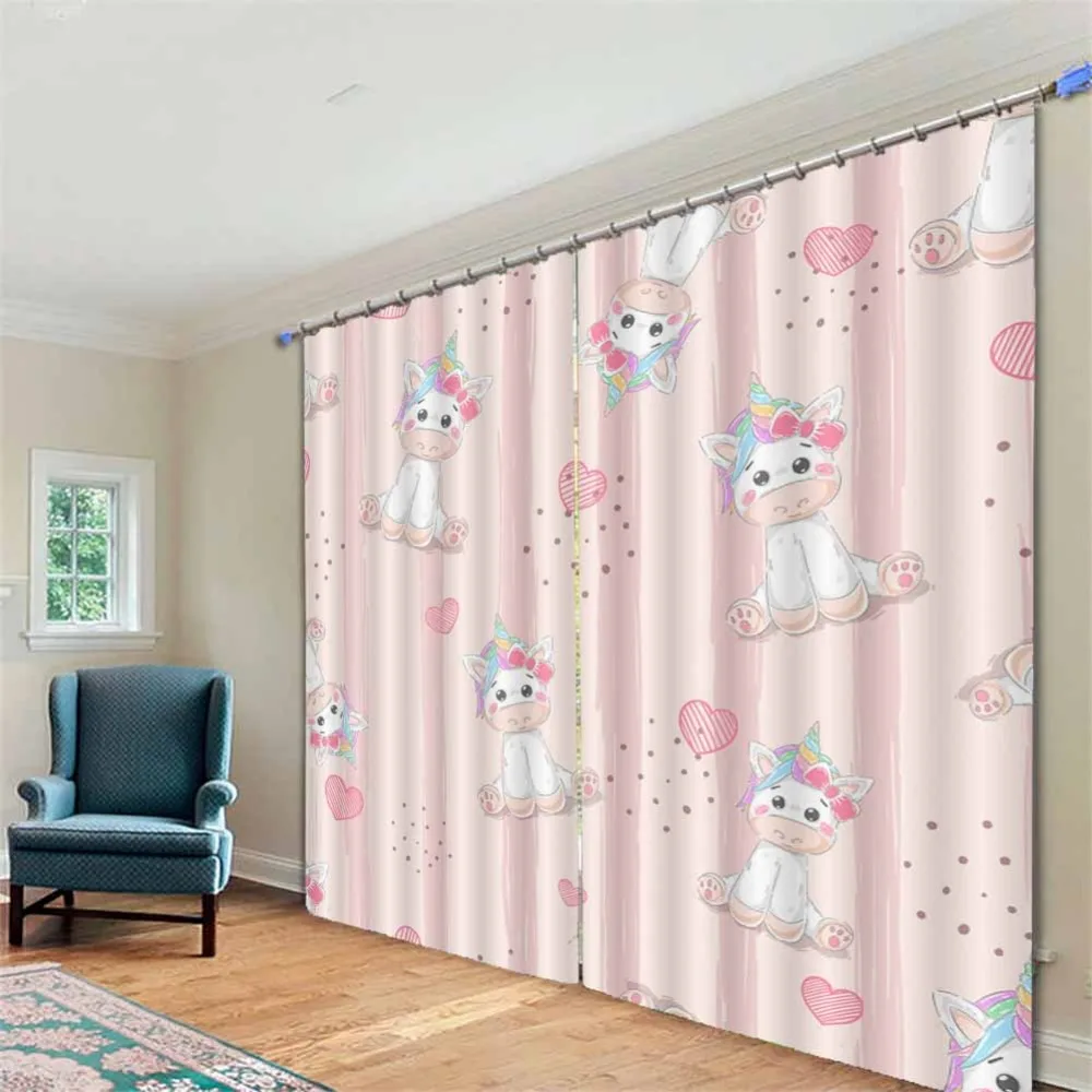 

Factory direct sale White horse football rocket 3D Window Curtains Living Room bedroom Drapes Rideaux factory Customized size