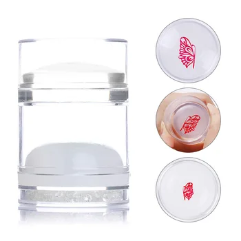 

Nail Art Templates Stamper Clear Jelly Silicone Nail stamping Plate Scraper with Cap Transparent 4.2cm Nail Stamp Nail Art