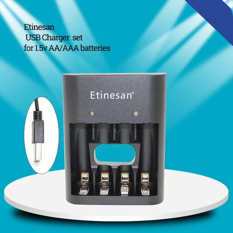 4 шт. AA 1,5 v 3000mwh Etinesan литий-ионные Li-po аккумуляторы+ 4 слота USB зарядное устройство