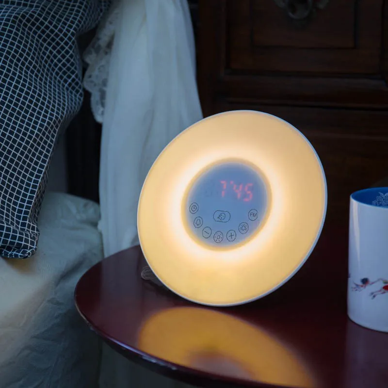 

Digital Alarm Clock Colored Sunrise Wake Up Light Lamp Nature Night Light With Sounds FM Radio MAL999