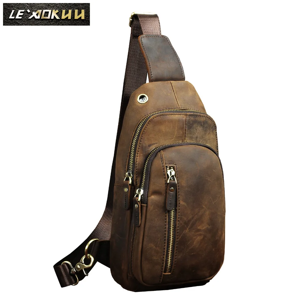 Мужская качественная кожаная повседневная дизайнерская нагрудная сумка на ремне, модная Дорожная сумка на одно плечо " планшет/Зонт, мужской рюкзак 8005-d