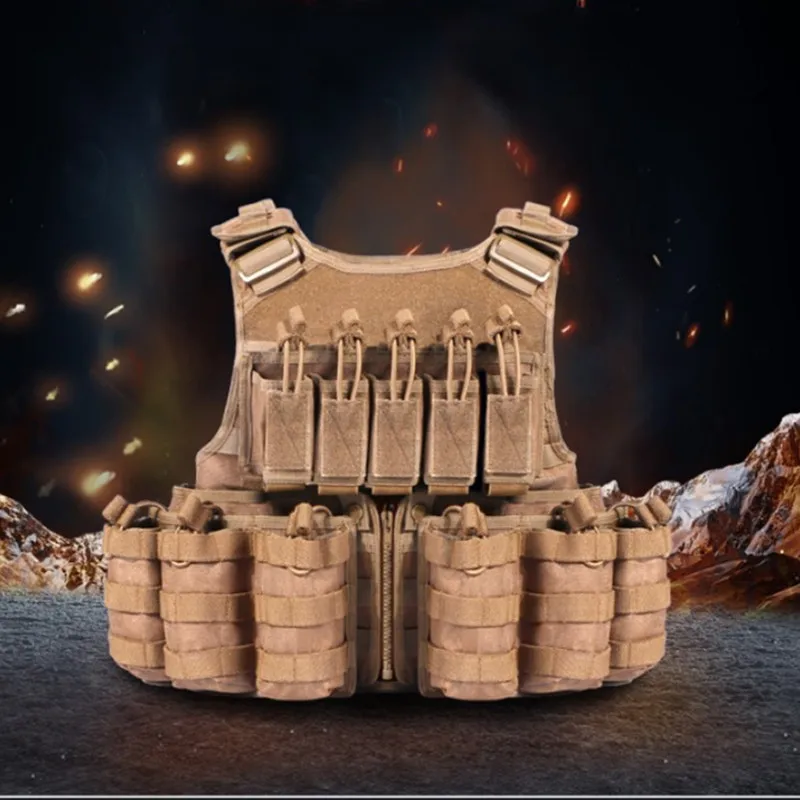 600D нейлон Molle тактический жилет анти-износ Открытый Охота стрельба Кемпинг обучение CS поле боевое снаряжение съемный жилет