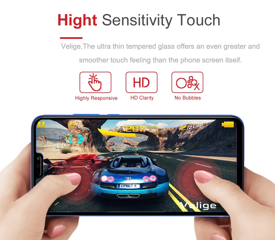 Velige 9H Tempered Glass For Huawei Honor 8X Honor8X 8 X Screen Protector Ultra Thin Protective Safety Glass Film (3)