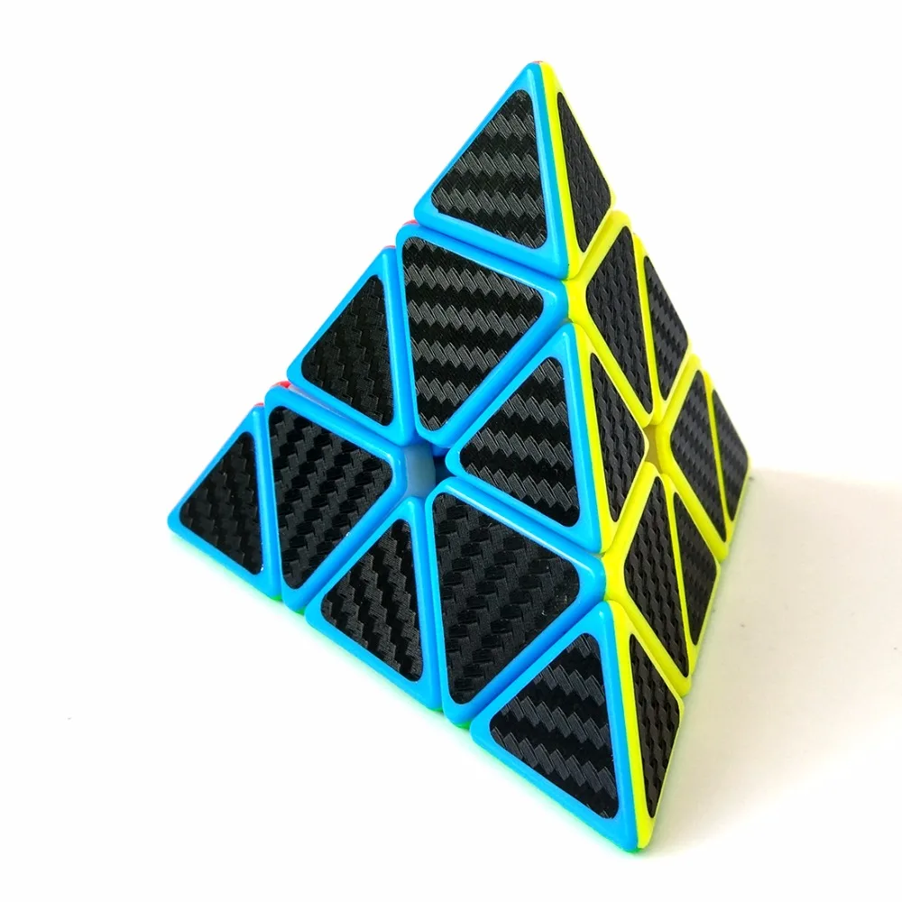 

2017 New Z-cube Carbon Fiber Pyramid Sticker Speed Magic Cube Magico Bricks Block Educational Toys for Children