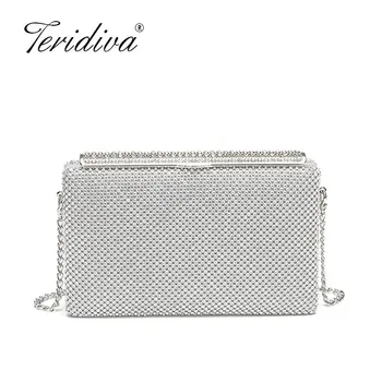 

Dazzling Crystal Silver Bow Evening Purse Indian Handmade Beading Clutch Wedding Prom Bag Bridal Beading Handbag