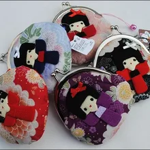 10 шт. милый японский кимоно девушка кукла маленький портативный кошелек портмоне сумка для монет японский стиль цветы на задней стороне