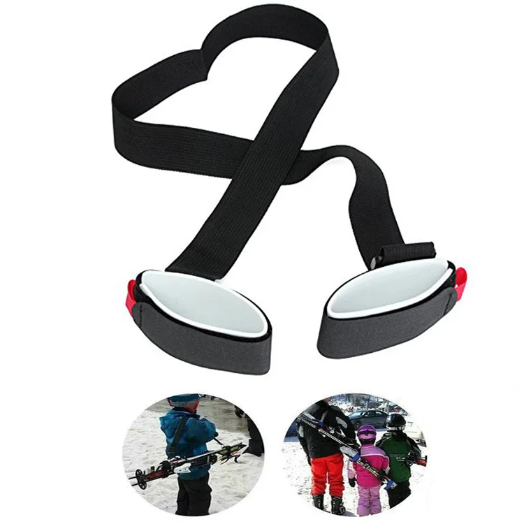 

Adjustable Skiing Pole Shoulder Hand Carrier Latch Handle Straps Porter Hook Loop Protecting Black Nylon Ski Handle Strap Bags
