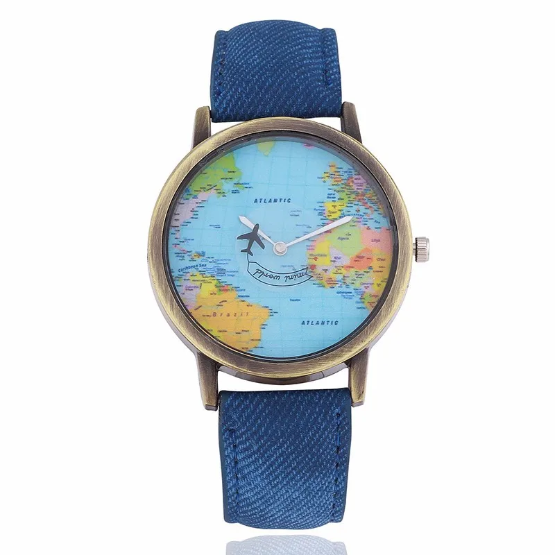 BXboxue Brand Women Elegant Watches Fashion Casual Aircraft Map Patterned Quartz Watch Analog Men Sports Wristwatch Relogio Hot