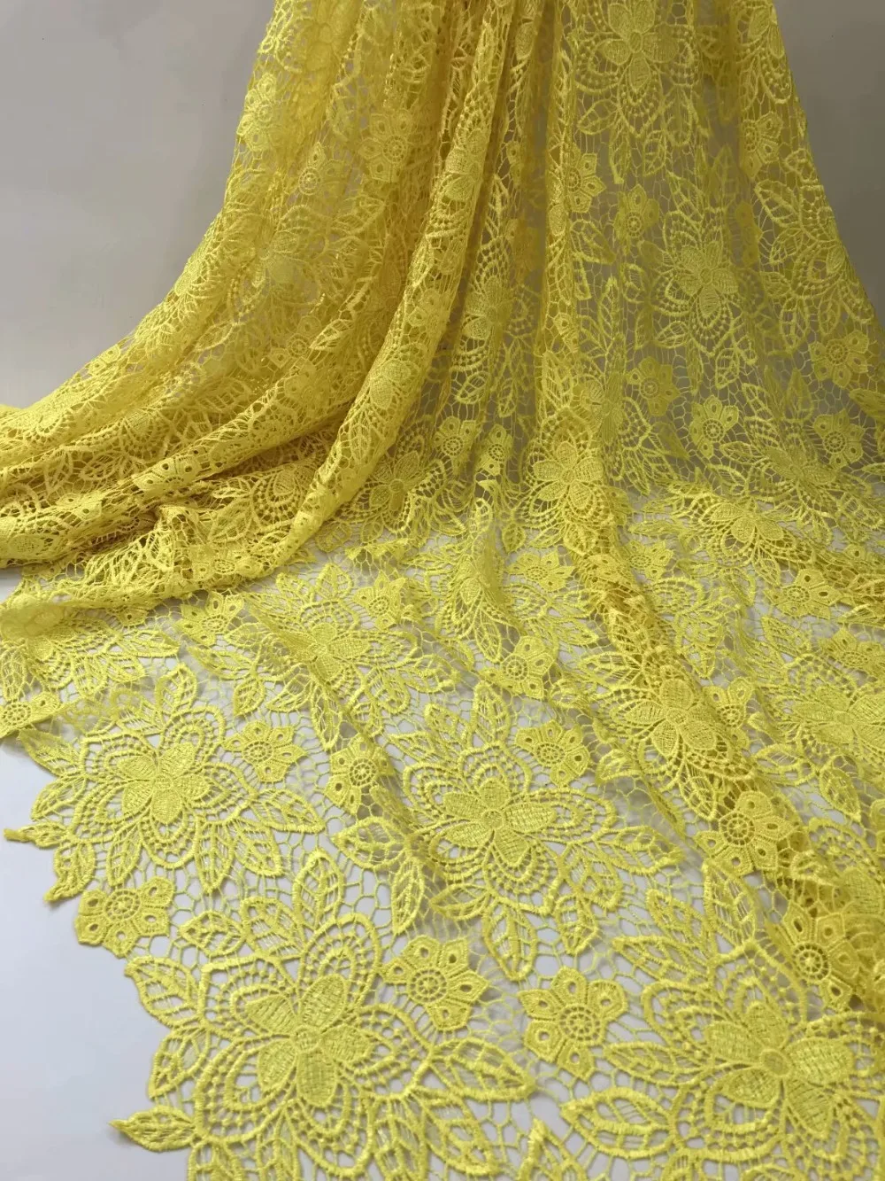 Yellow ColorHigh quality African guipure lace fabric for sewing african cord fabric.Water soluble Nigerian wedding | Дом и сад
