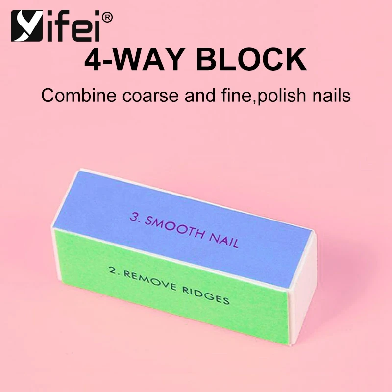 

YIFEI Nail Art Buffer File Acrylic Pedicure Manicure Polish Nail Buffer Block 4 Way File Salon Polish Professional Beauty Tool 1
