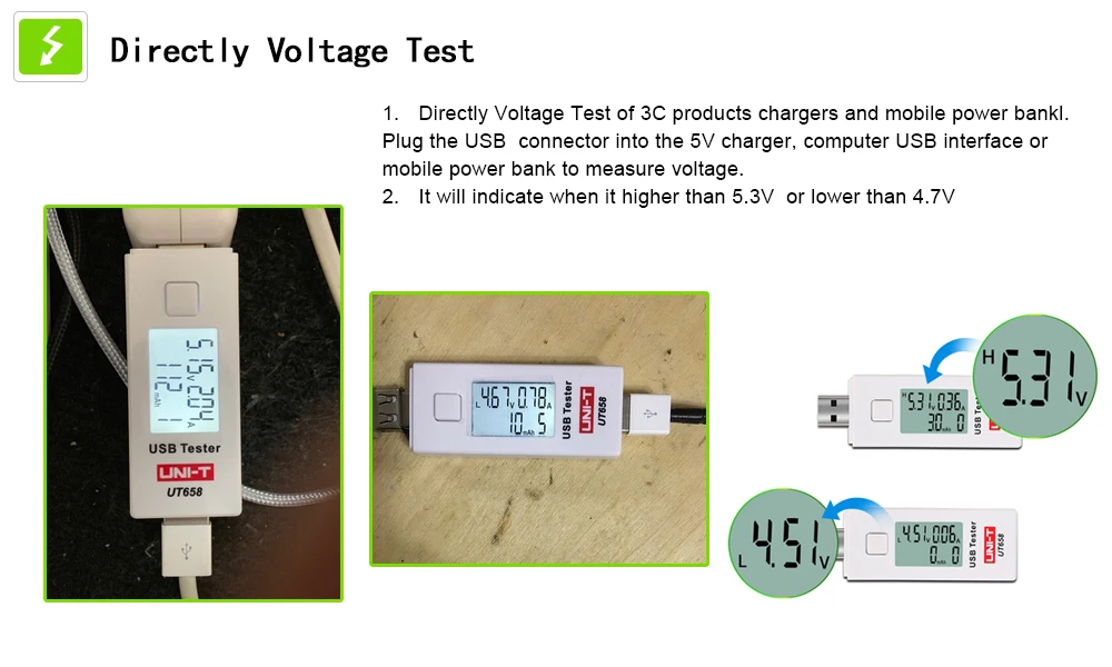 UNI-T UT658 USB цифровой Ток Напряжение Тестеры U диск Вольтметр для зарядного устройства мощность амперметра тестер макс 9 В хранения данных подсветка