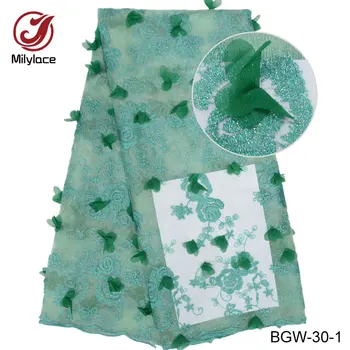 

Promotion african 3d flowers lace fabric french tulle laces fabrics lovely design for wedding for party BGW-30