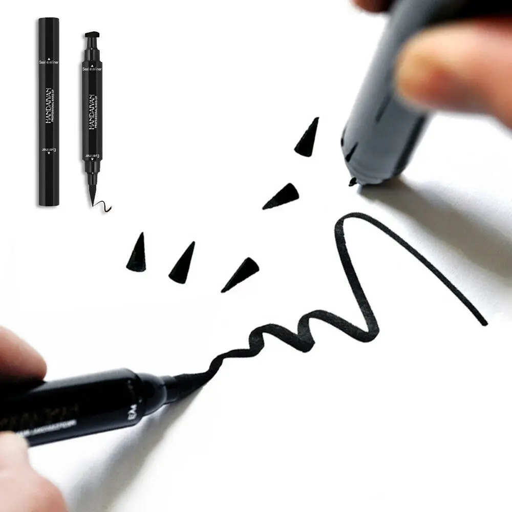 Black Dual-ended Eyeliner Pencil with Stamp Waterproof Liquid Wing Eye Liner Cosmetics Easy Makeup Black Dual-ended Eyeliner Pencil with Stamp Waterproof Liquid Wing Eye Liner Cosmetics Easy Makeup