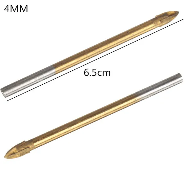 2 pcs/Lot _ 4mm Titanium Carbide Glass Drill Bit Cross Spear Point Head